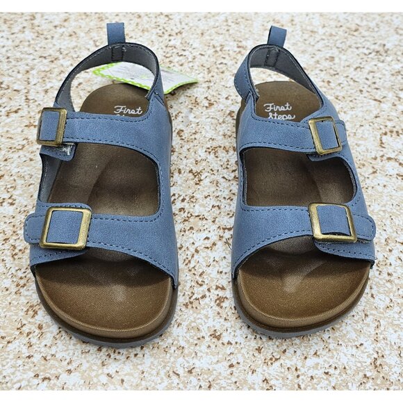 First Steps By Stepping Stops Gray Blue Arizona Style Toddler's Sandals Size 8T - Picture 3 of 9